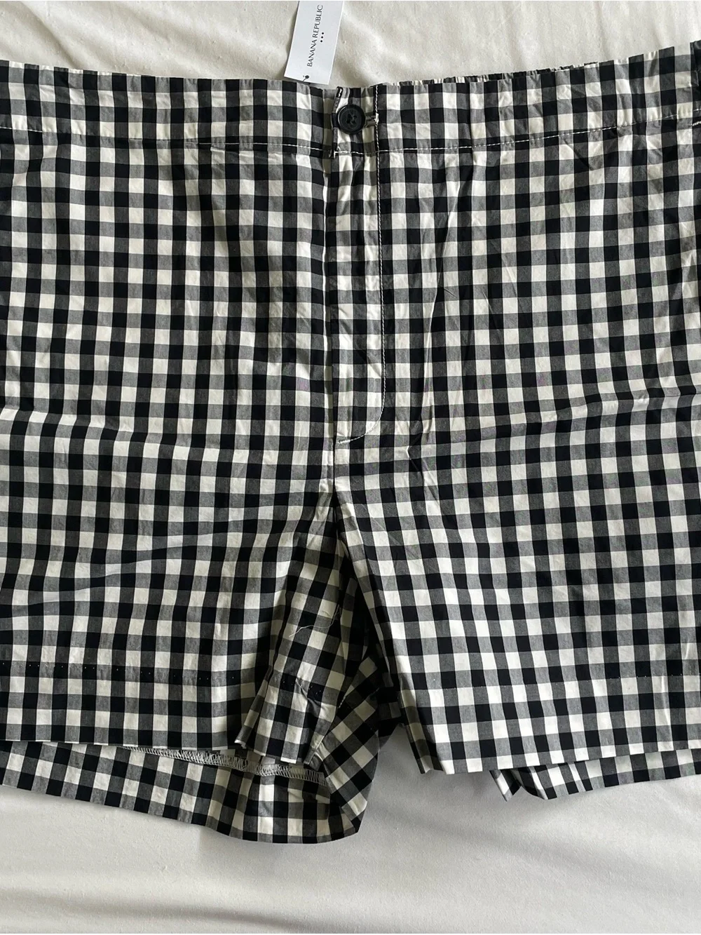 Banana Republic Black & White Gingham Flat Front Shorts